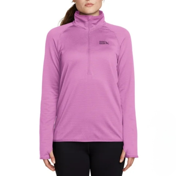 Eddie Bauer Activator Grid Fleece Half Zip Pullover Pink Size Small Active Top - Picture 1 of 14